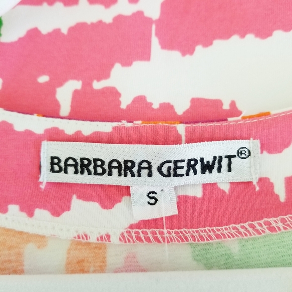 Barbara Gerwit Colorful Engineered Cotton Knit 3/4 Slit Neck Dress Small NWT - Picture 5 of 10